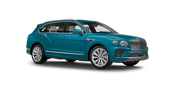 Bentley Bucuresti Bentley Bentayga EWB Azure front side angled view in Topaz blue coloured exterior. 