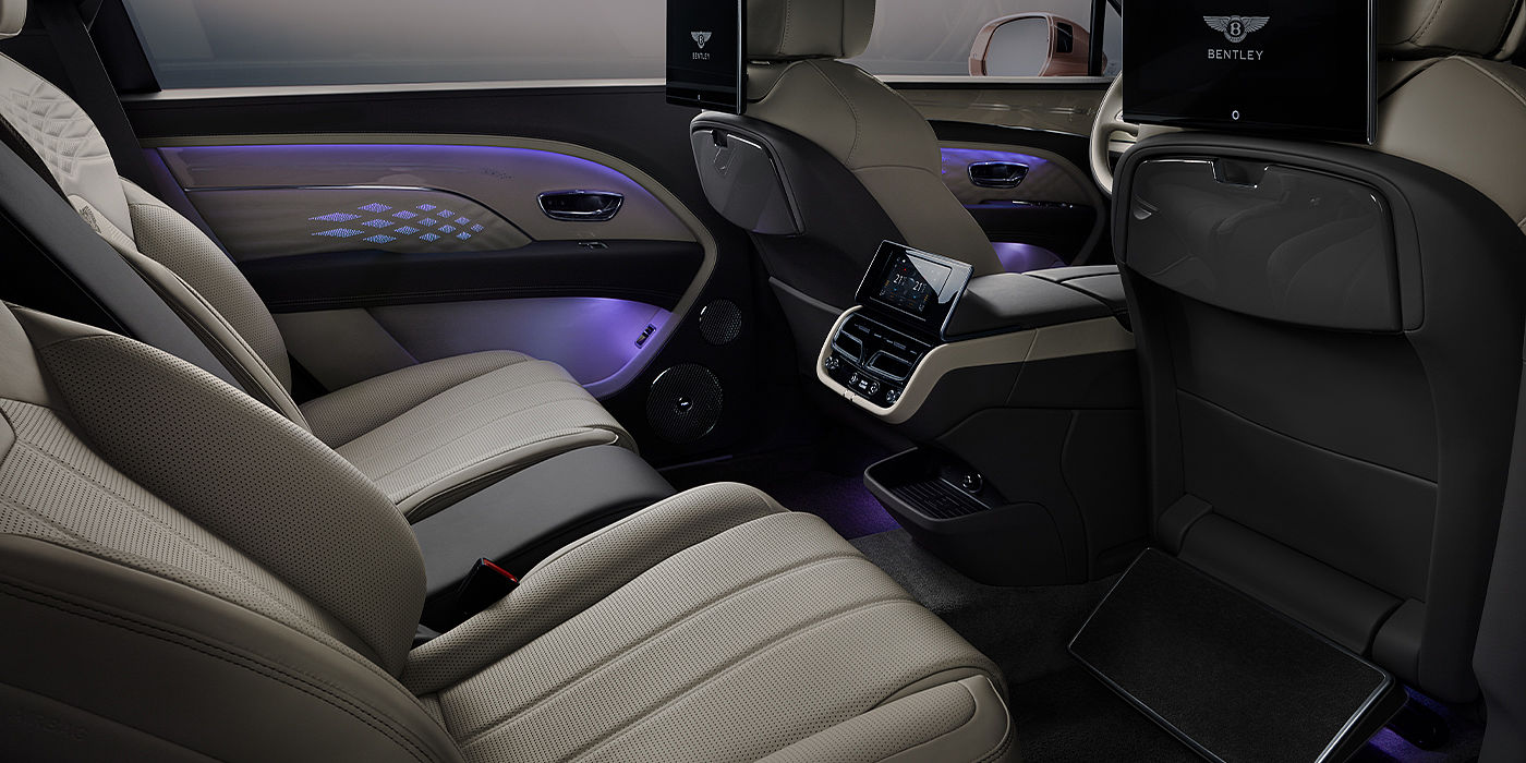 Bentley Bucuresti Bentley Bentayga EWB Azure SUV rear interior with Bentley Diamond Illumination