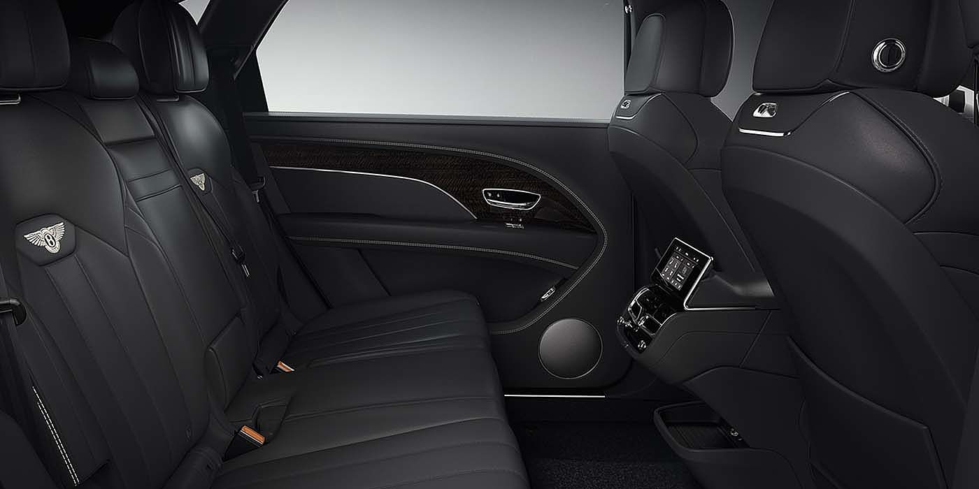 Bentley Bucuresti Bentley Bentayga EWB SUV rear interior in Beluga black leather