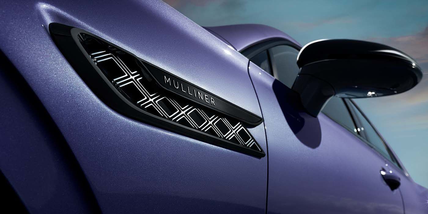 Bentley Bucuresti Bentley Flying Spur Mulliner in Tanzanite Purple paint with Blackline Specification wing vent